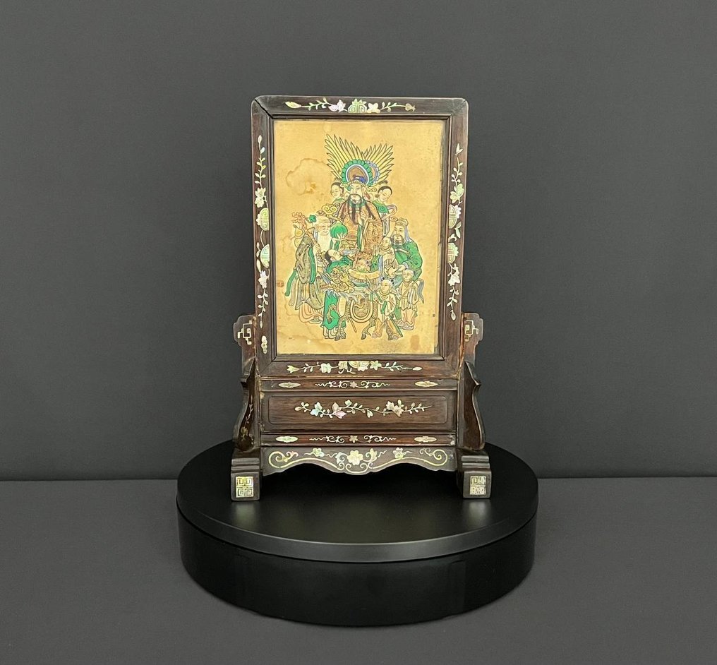 镶嵌珍珠母的中国硬木桌面屏风 - 木 - 中國 - 清朝（滿族中國）（1692-1911） #4.3