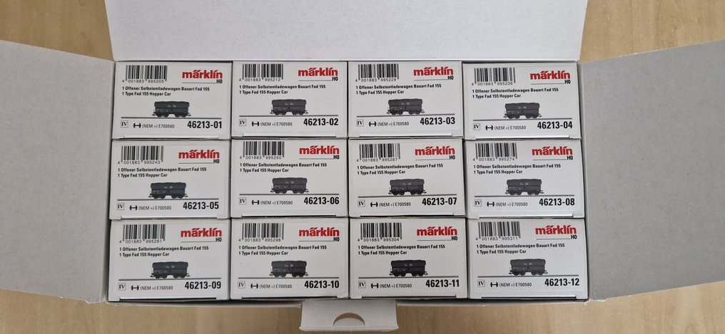 Märklin H0 - 46213 - Set machetă tren cu vagon marfă (1) - Set Erz III/Id / Epoche IV. set de 12 doze individuale în cutie originală. - DB #3.2