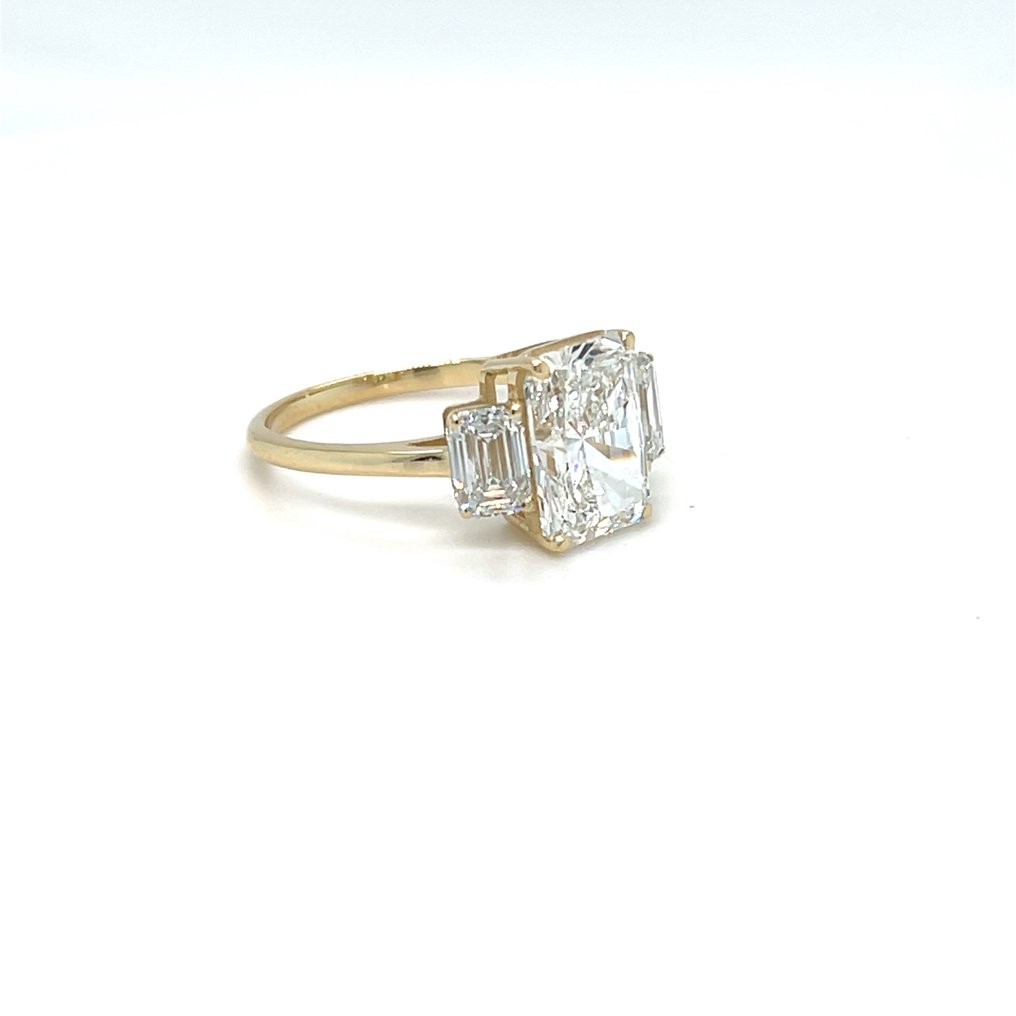 Bague - 14 carats Or jaune - 4.00ct. tw. Diamant (Cultivé en laboratoire) - Diamant #3.2