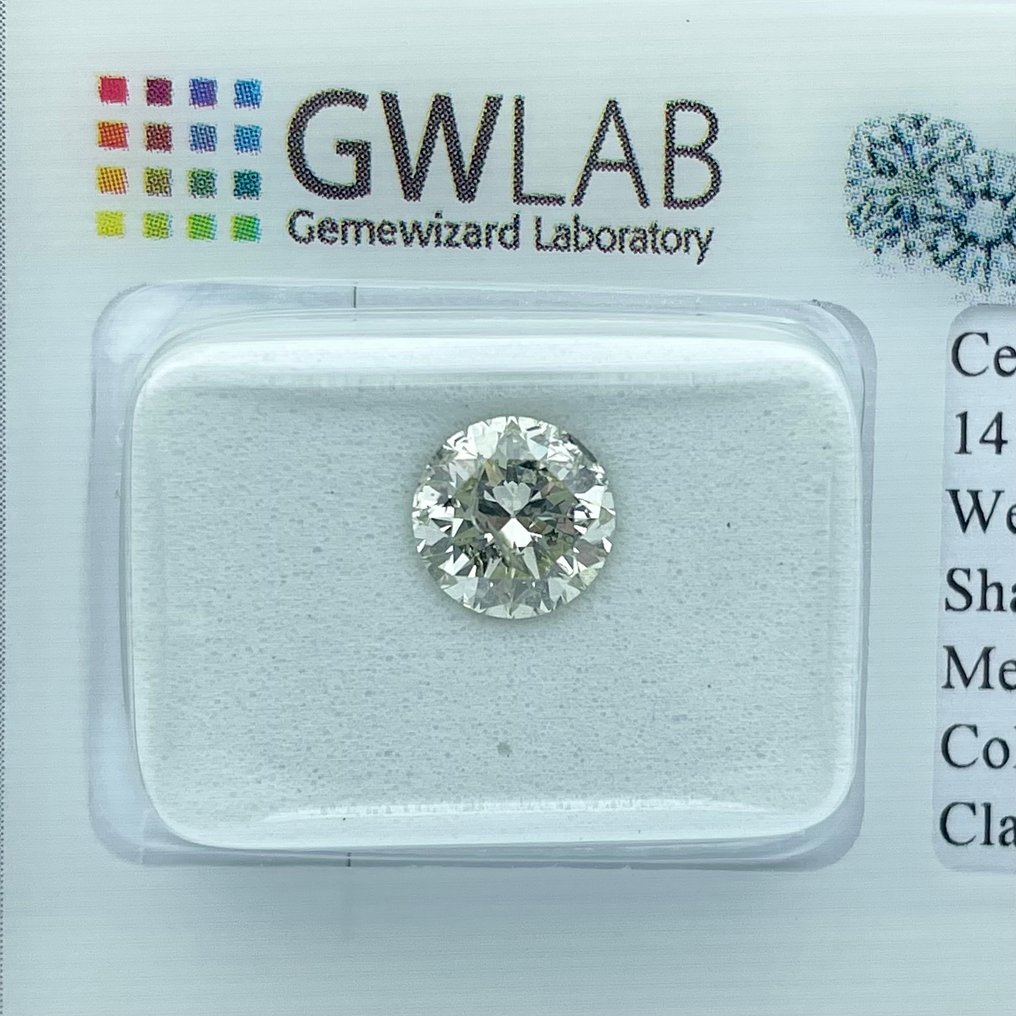 No reserve price - 1 pcs Diamond  (Natural)  - 1.25 ct - Round - J - I1 - Gemewizard Gemological Laboratory (GWLab) #1.0