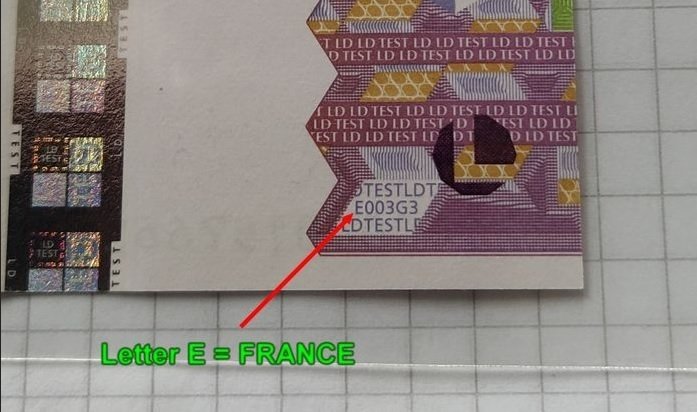 France. - Unión Europea - 1 LD EURO Ensayo Billete prototipo TEST tesnote LETRA A  UNC  (No reserve price) #3.2