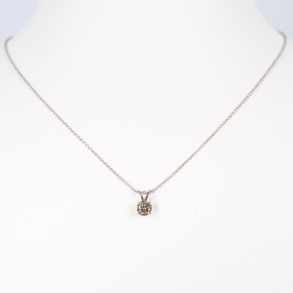 Sem preço de reserva - Colar com pingente - 14 K Ouro branco -  0.56ct. tw. Diamante (Colorido natural) - GWLAB #4.3