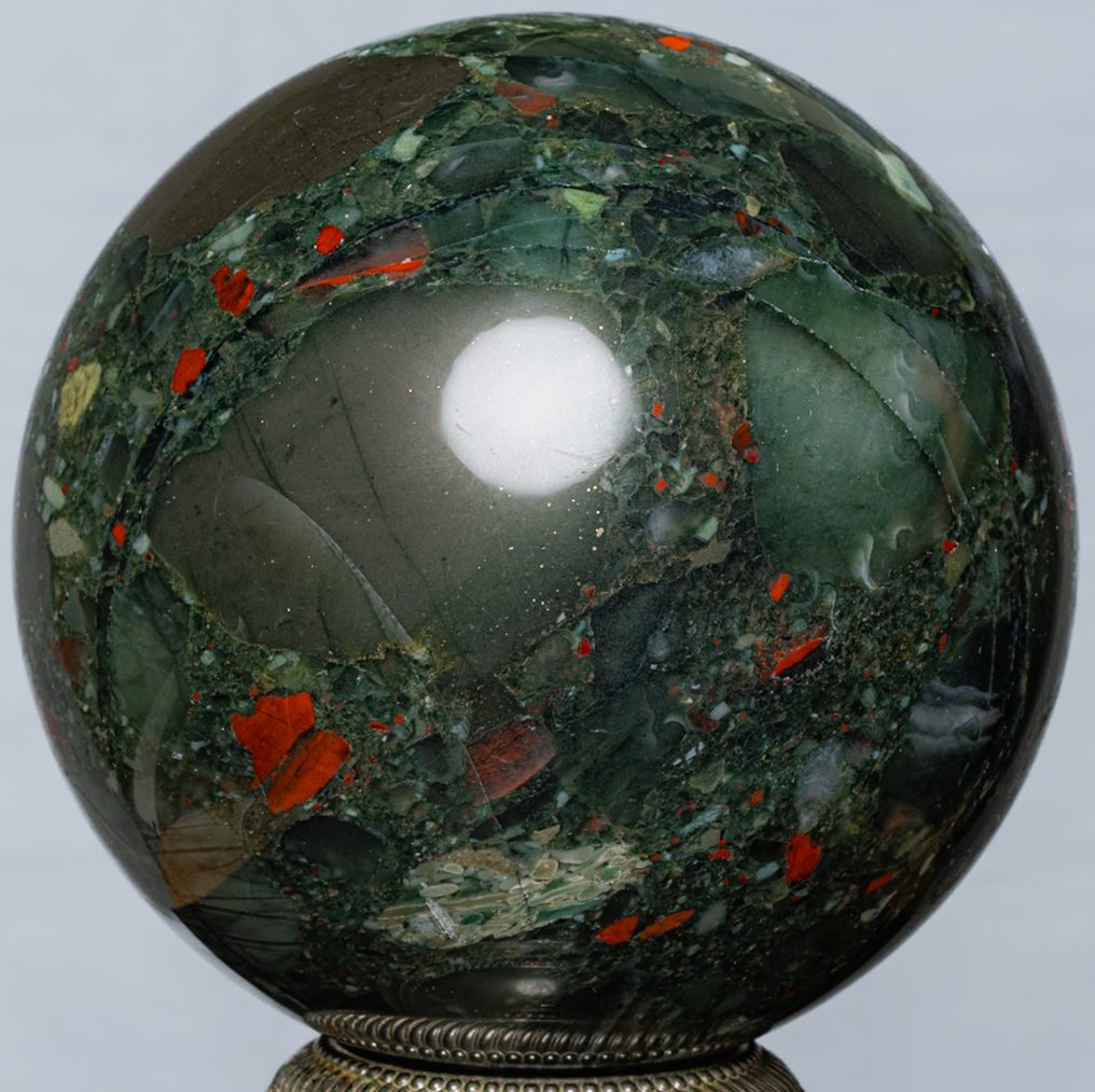 Sfera di pietra di sangue fine Sfera - Altezza: 11.52 cm - Larghezza: 11.52 cm- 2120 g #2.1