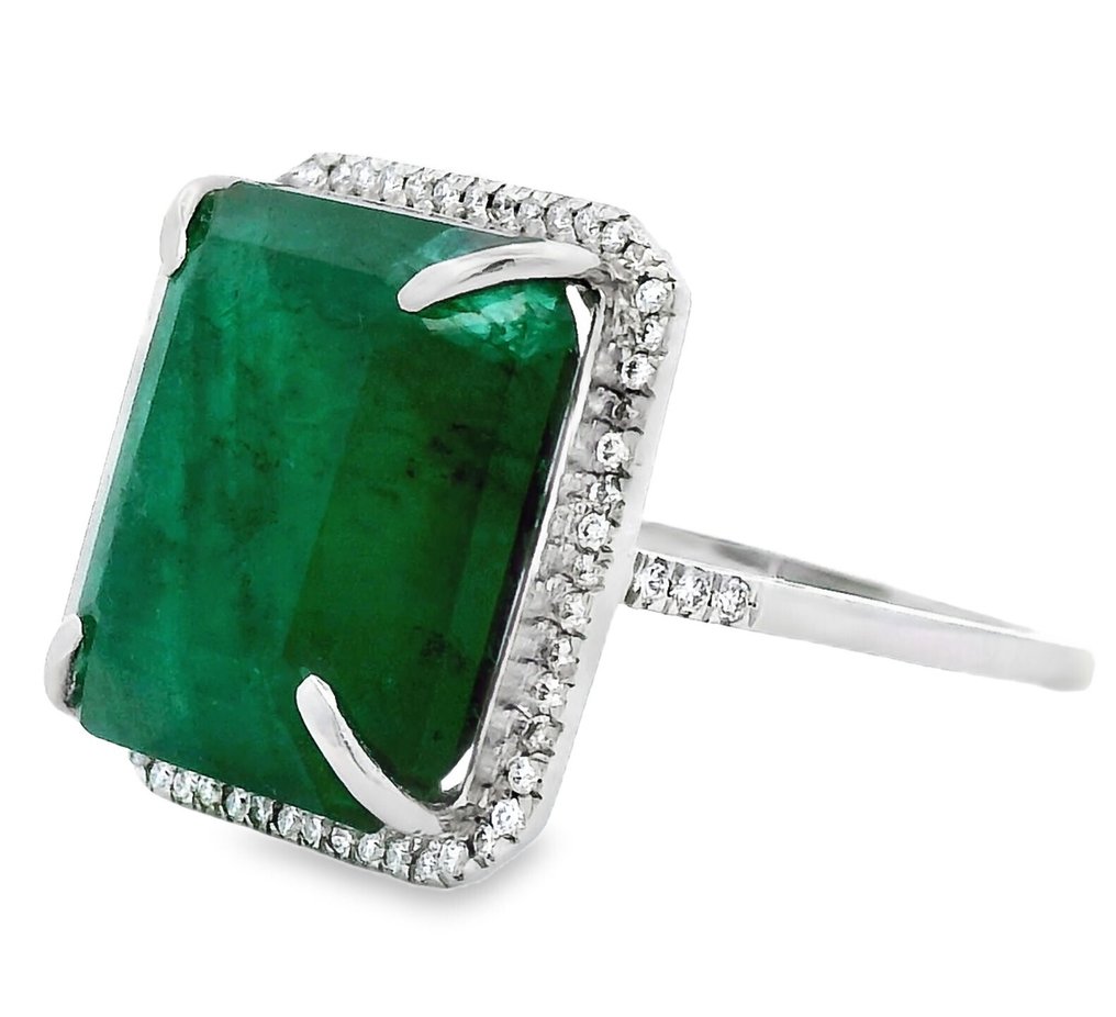 Ingen mindstepris - Ring Platin -  12.62ct. tw. Smaragd - Diamant #3.2