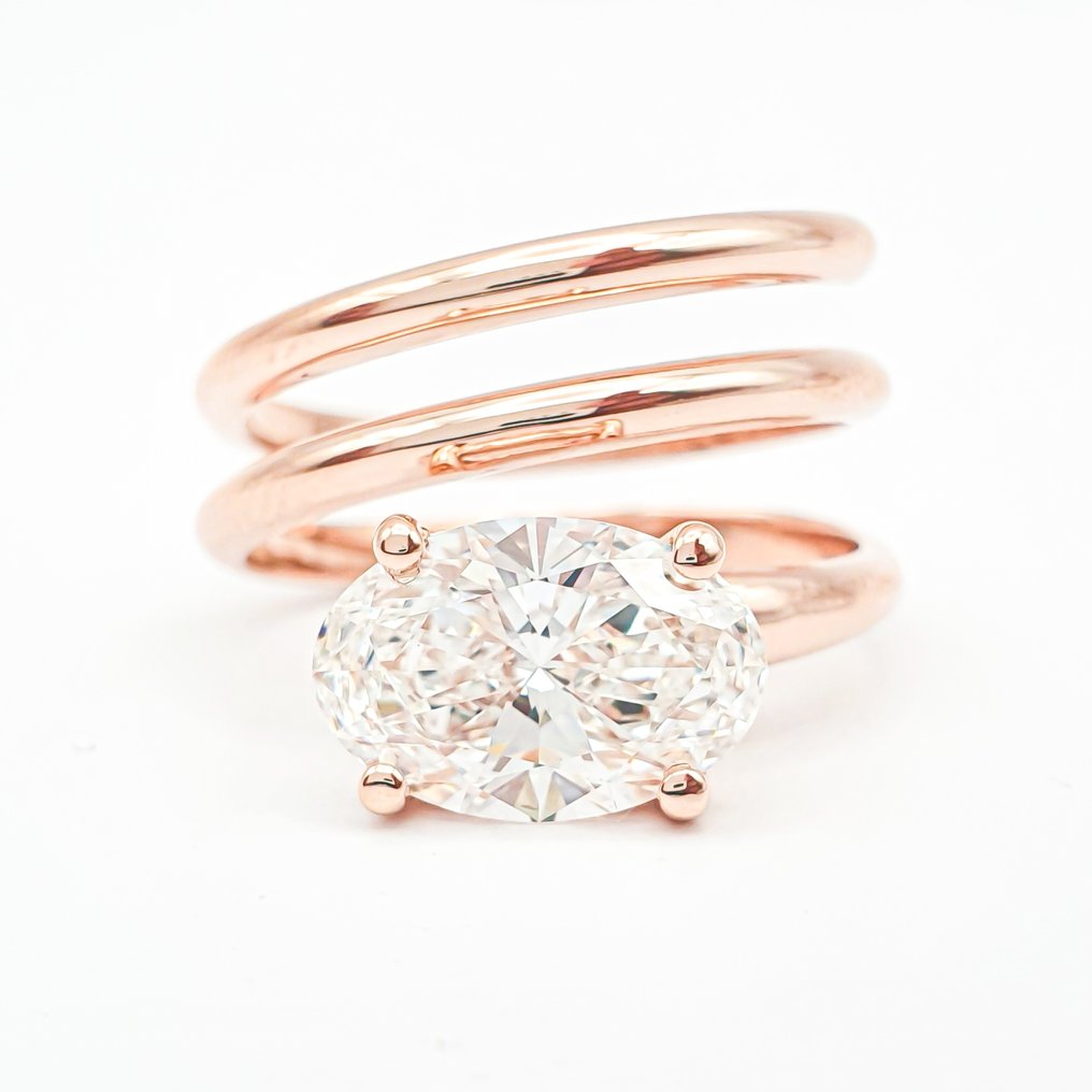 戒指 - 14K包金 玫瑰金 -  2.07ct. tw. 钻石 (实验室培育) - D VS1 IGI #1.0