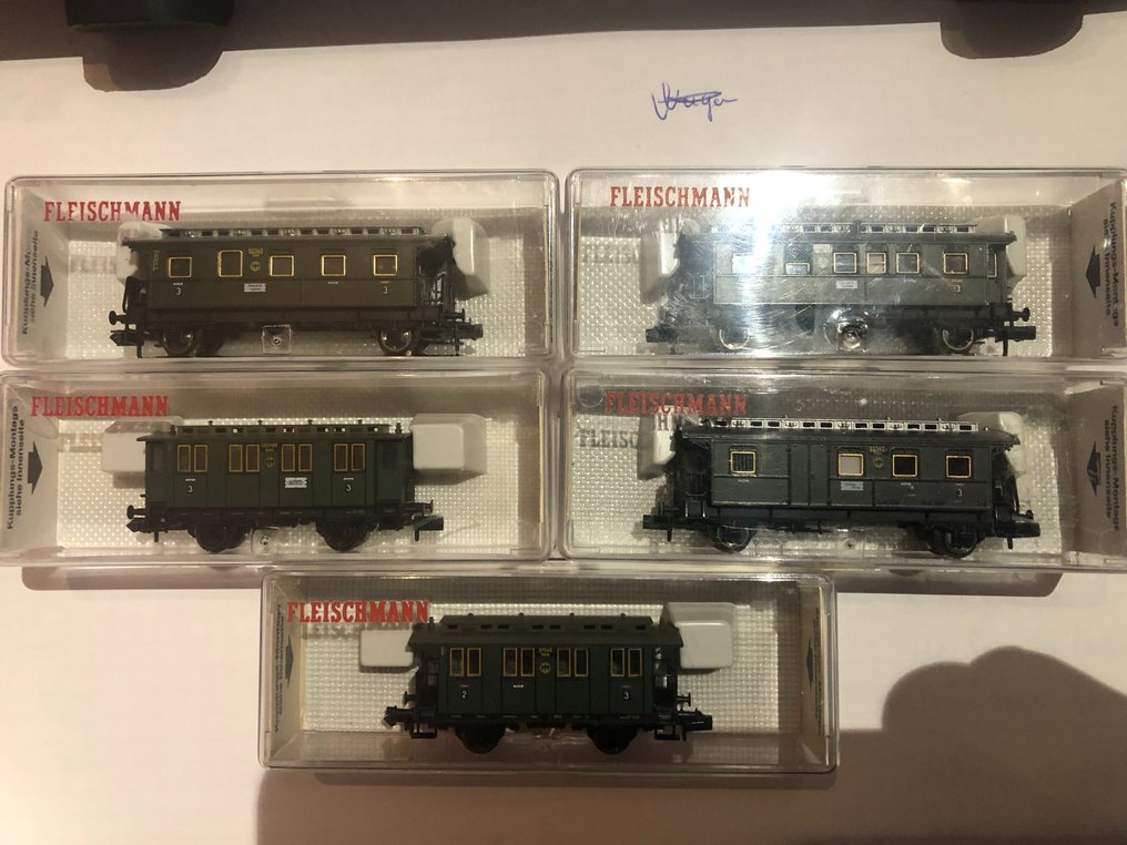Fleischmann N - 8058k, 8765k, 8766k, 8767k, 8059k - Personvagn för modelltåg (5) - 5 passagerarvagnar - DB #1.0