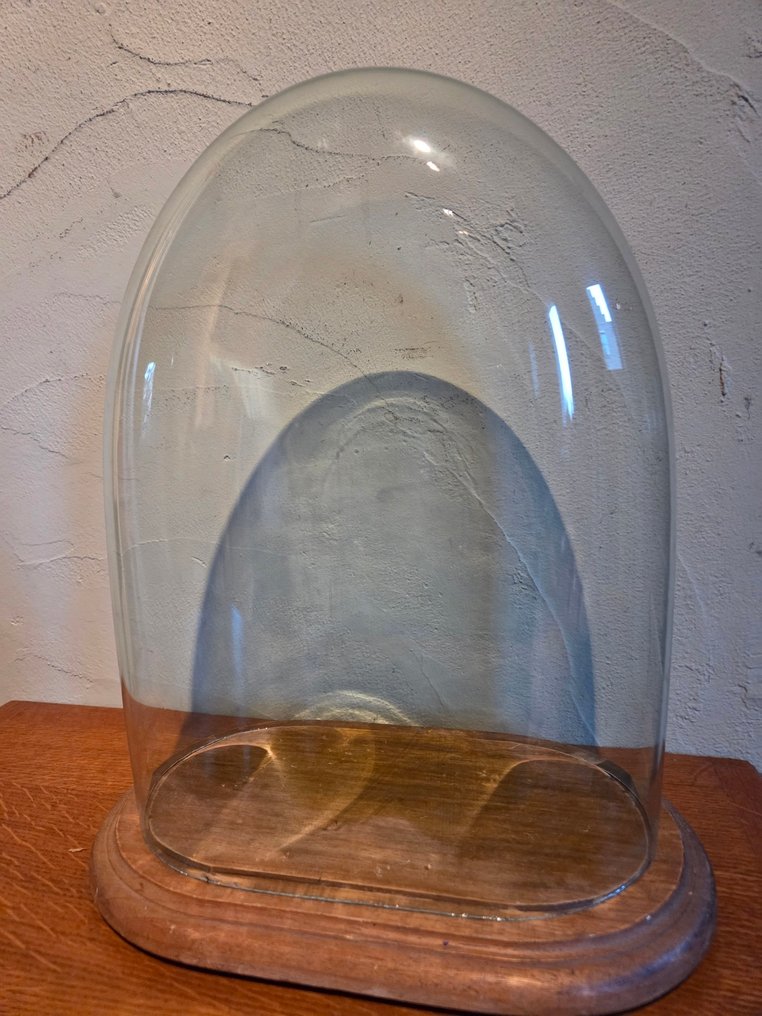 Globe - !!! - GLAZEN STOLP - 1951-1960 - Beautiful oval glass lantern in good condition, 26cm wide, 14cm deep, and 34cm high without the #1.0