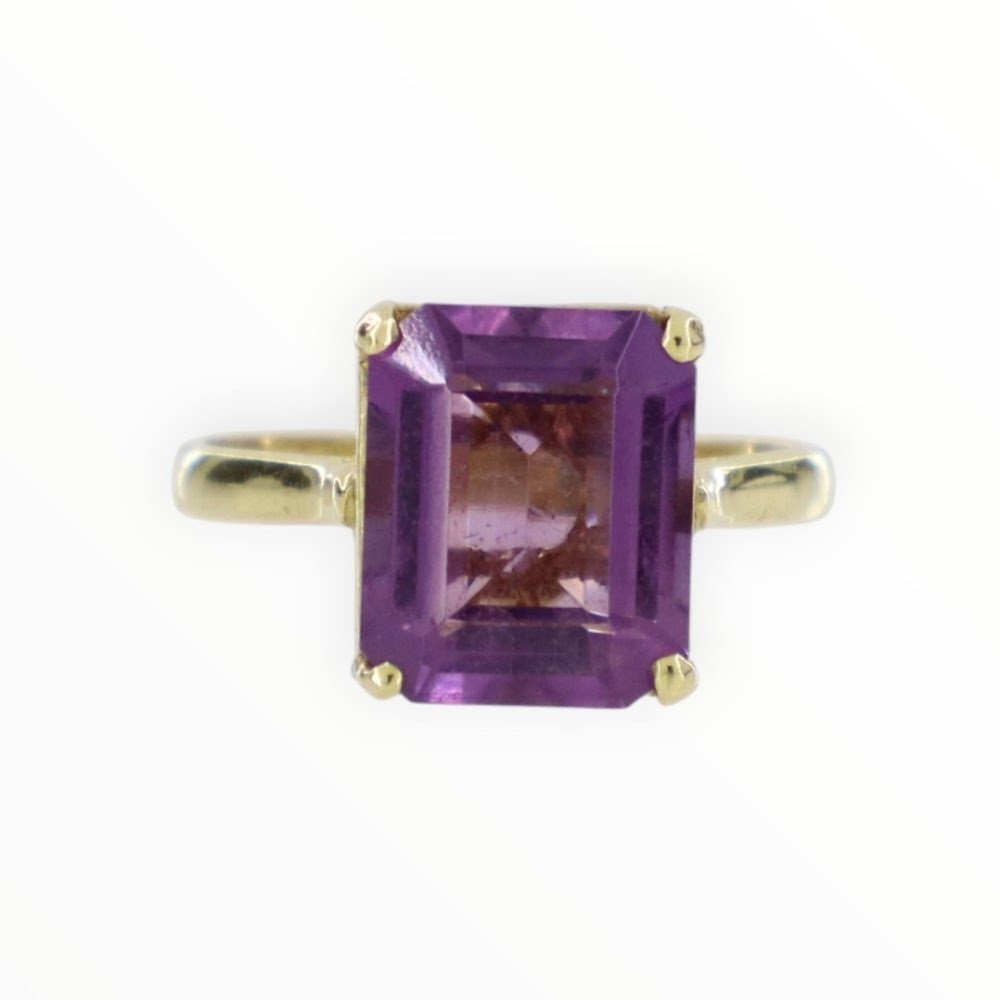 Bague - 18 carats Or jaune Améthyste #1.0