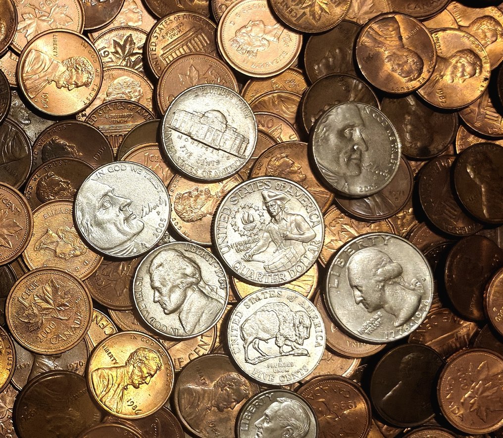 美国，加拿大. +150 Coins inculding from the 20.th century  (沒有保留價) #3.2