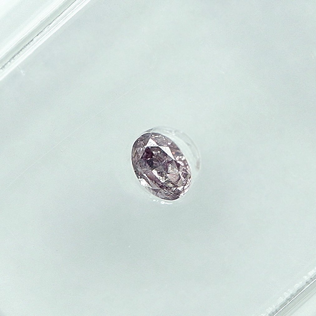 没有保留价 - 1 pcs 钻石  (天然色彩的)  - 0.08 ct - 椭圆形 - Fancy 稍帶紫色的 粉红色 - I2 内含二级 - 安特卫普宝石报告（GRA） #2.1