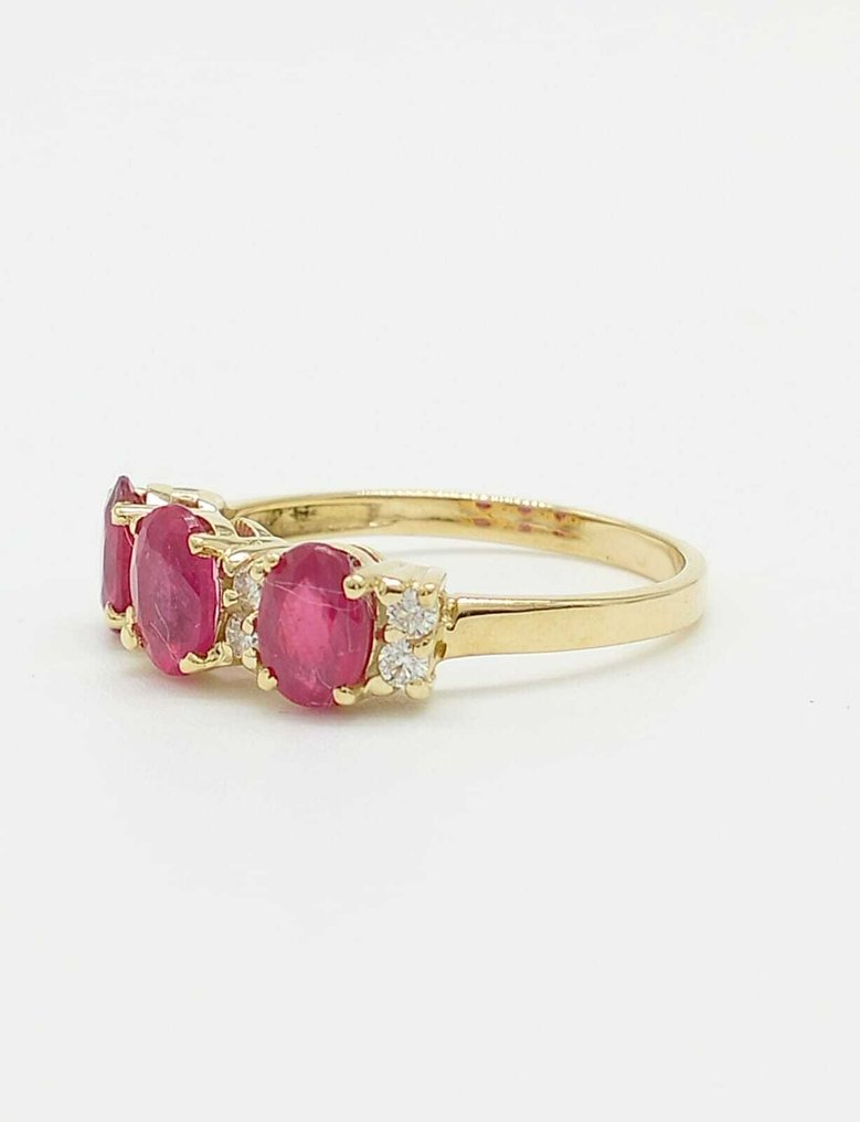 Sans prix de réserve - Bague - 14 carats Or jaune Rubis - Diamant #2.1