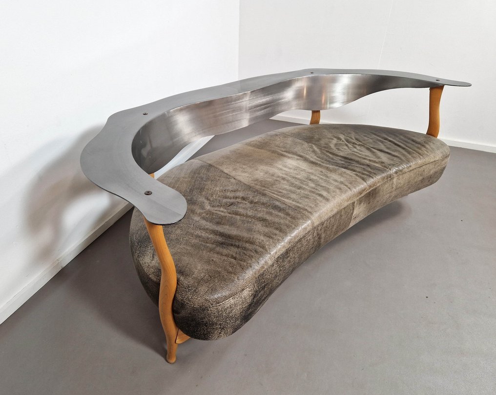 Kurt Beier - Sofa - Lær, Tre, Stål - Kurt Beier Sofa, 1980-tallet #2.1