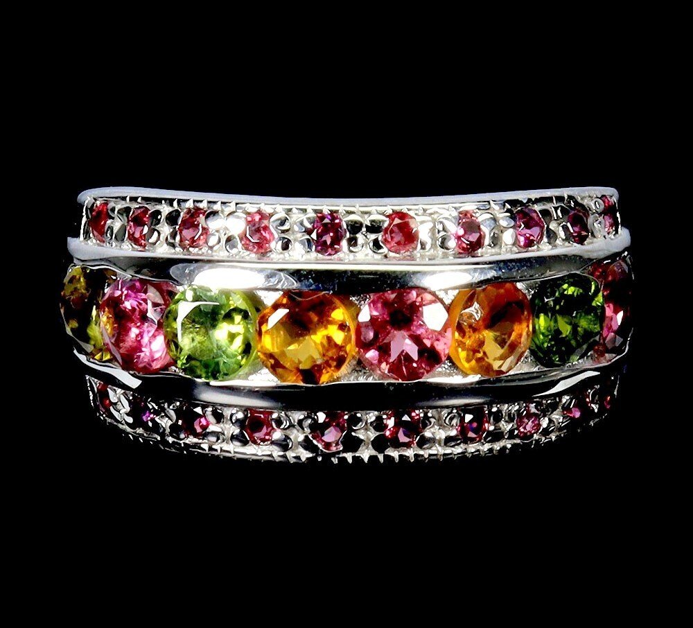 No reserve price - Ring Silver Tourmaline - Garnet #1.0