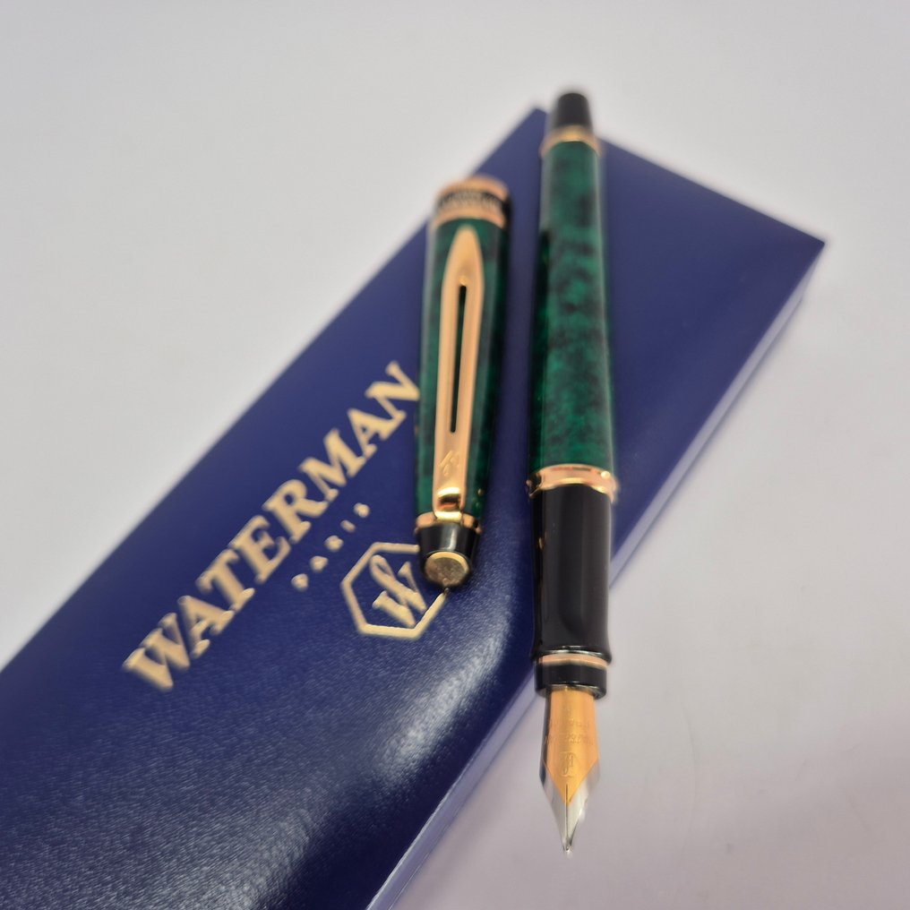 Waterman - Expert - Green marbled - 1980 - Box and papers - χωρίς τιμή ασφαλείας - Στυλογράφος #1.0