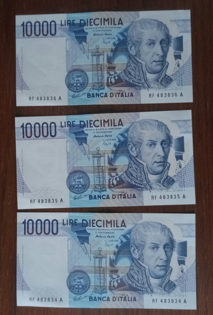 Italië. 6 x 10.000 Lire - various dates - Pick 106a, Pick 112c. (Zonder minimumprijs) #1.0