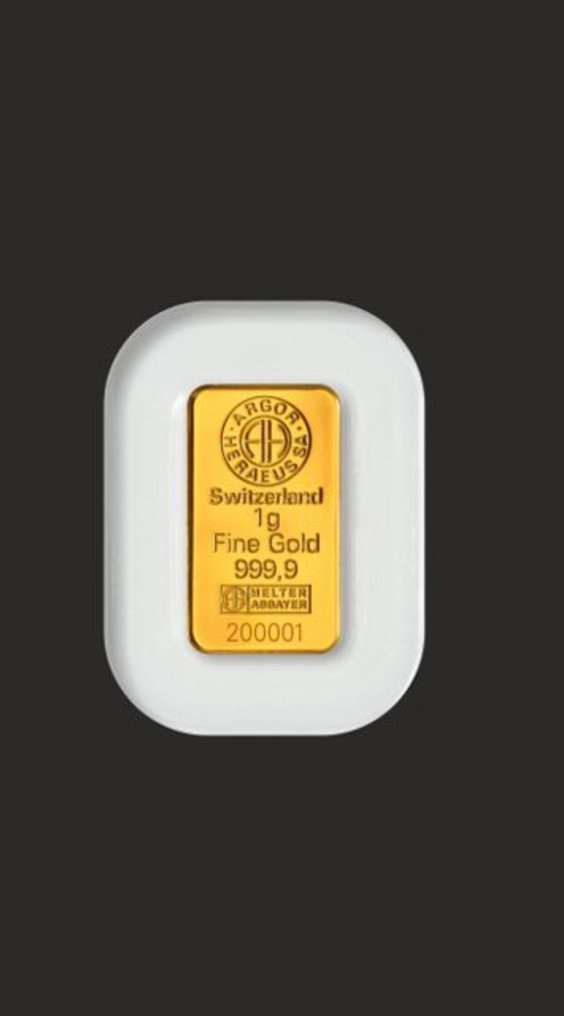 1 gramm - Arany .999 - Argor-Heraeus, Switzerland - Sealed, Sealed & with certificate (Nincs minimálár) #1.0
