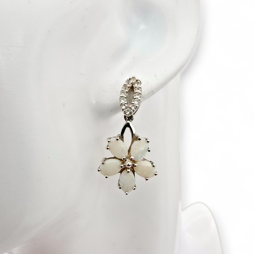 Nincs minimálár - Drop fülbevaló Ezüst - Opál (Tanúsított) #1.0