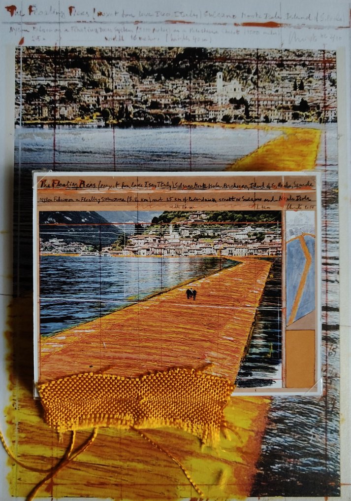 Christo & Jeanne-Claude (1935-2020) - The Floating Piers - ArtCard with original fabric #3.2