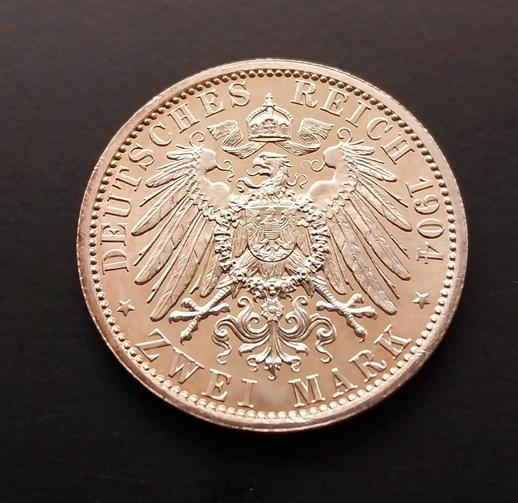 德国， 帝国 恩斯特·路德维希. 2 Mark 1904 / 400th Birthday of Philipp the Magnanimous. Hesse-Darmstadt #1.0