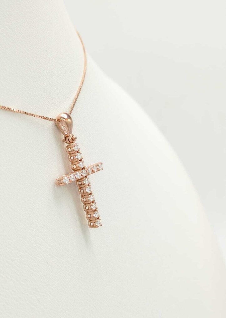 χωρίς τιμή ασφαλείας - Κολιέ με μενταγιόν - 14 καράτια Ροζ χρυσό - Διαμάντι #4.3