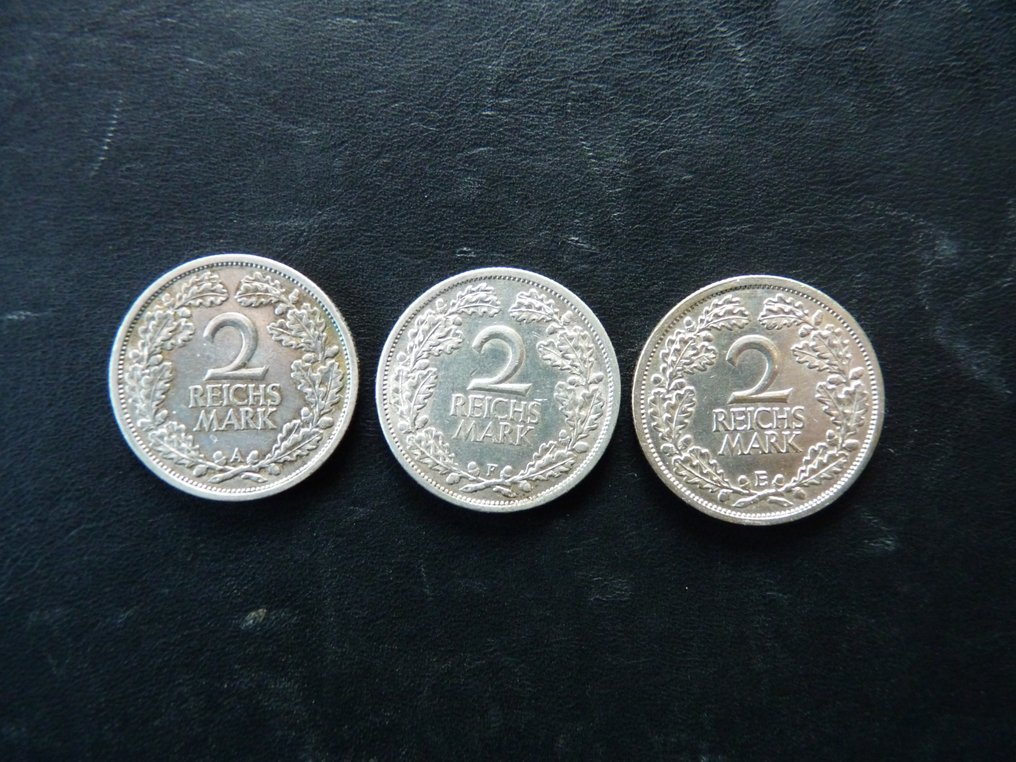 Germany, Weimar Republic 2 Reichsmark 1925 A, 1925 E, 1926F  (χωρίς τιμή ασφαλείας) #1.0