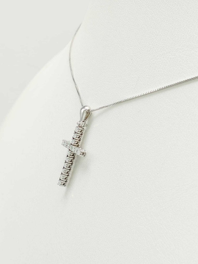 Sans prix de réserve - Collier avec pendentif - 14 carats Or blanc - Diamant #1.0