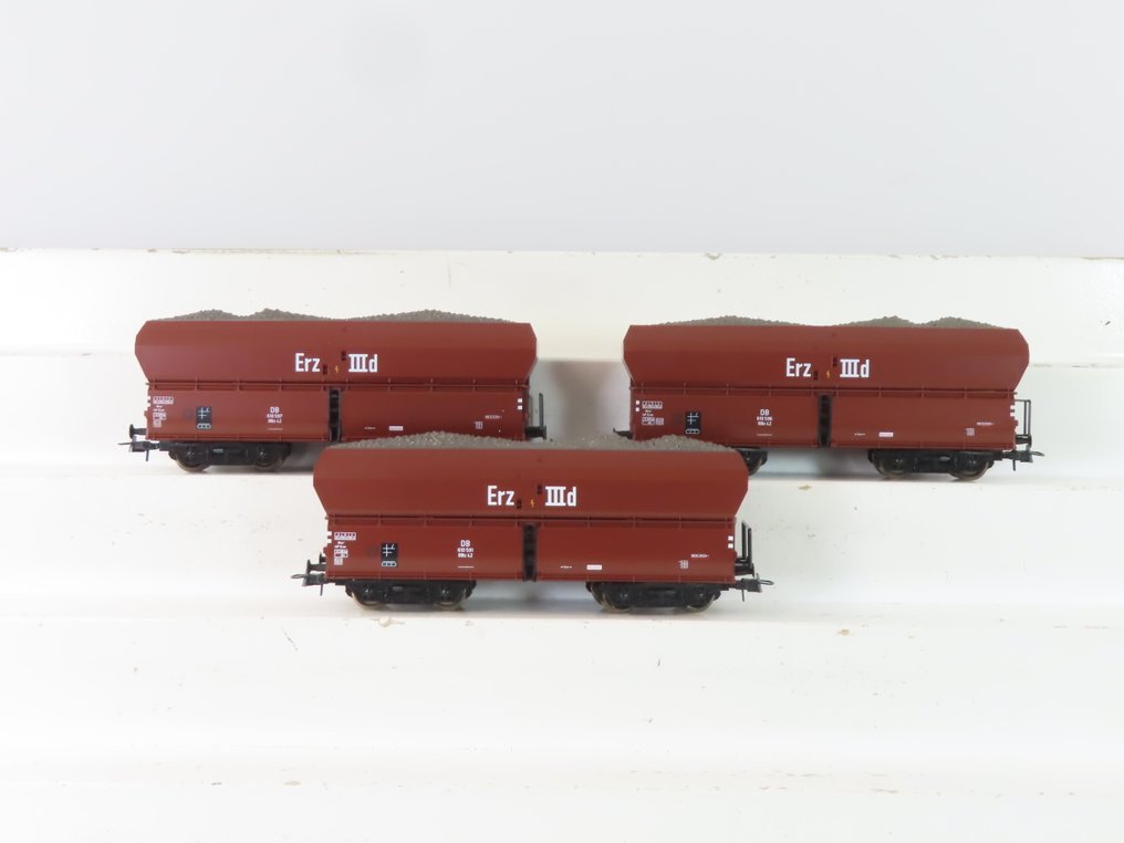 Roco H0 - 67707/67709//67710 - 模型貨運火車 (3) - 四轴底座/自卸机,带载荷 - DB #1.0