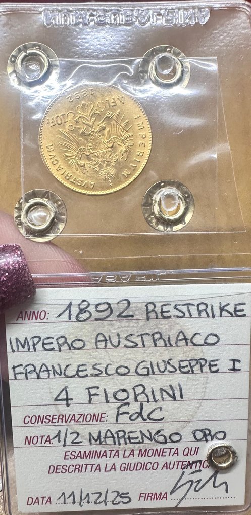 Austria. Franz Joseph I. 4 Florins/10 Francs 1892 / Restrike  (No reserve price) #2.1