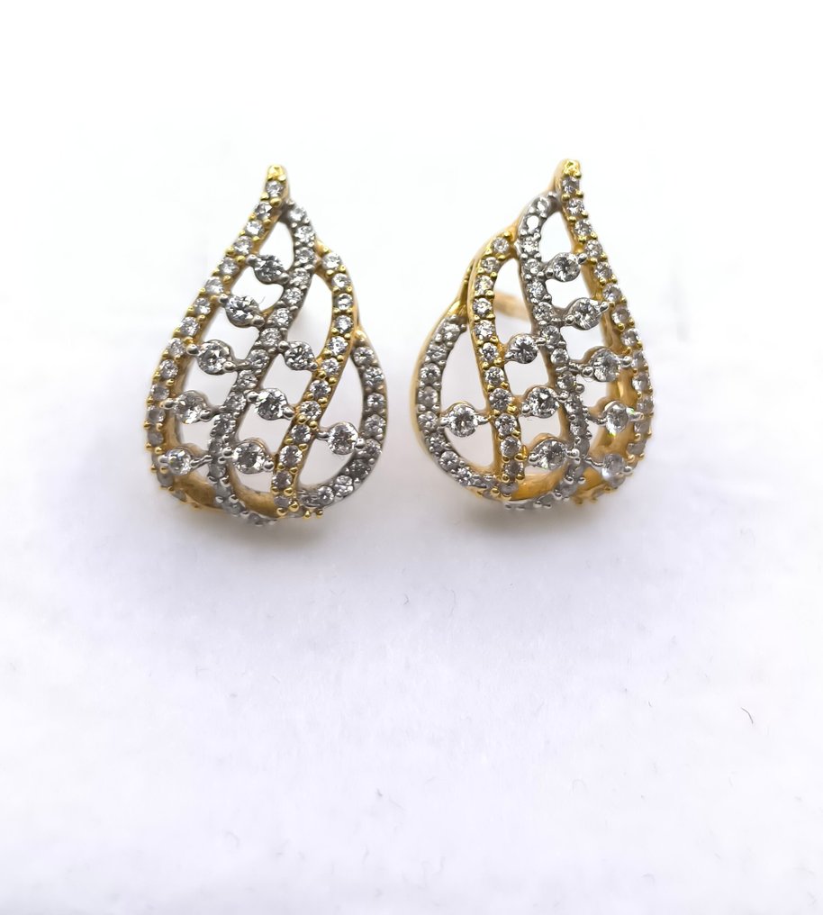 Drop fülbevaló - 18 kt. Sárga arany -  0.52ct. tw. Gyémánt (Természetes)  #3.2