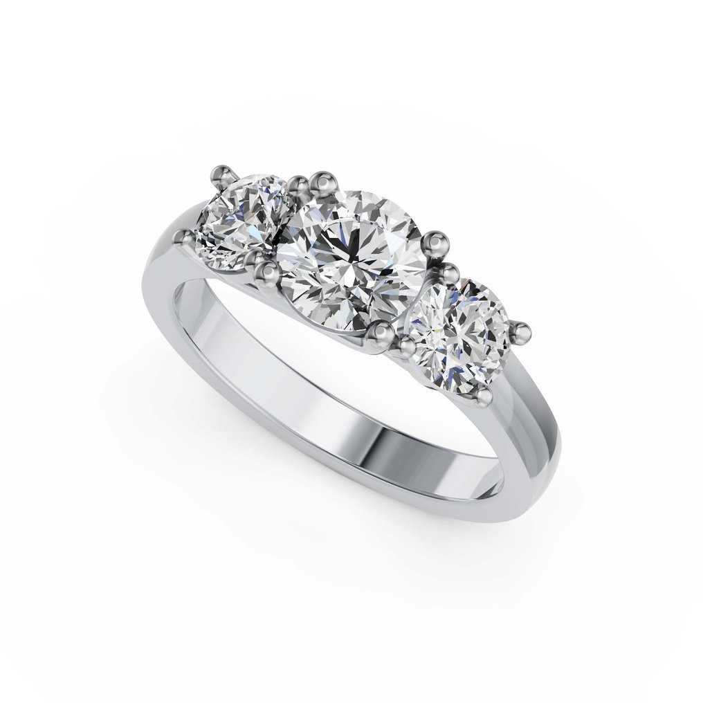 戒指 - 14 克拉 白金 -  2.62ct. tw. 鉆石 (實驗室培育) - 鉆石 #1.0