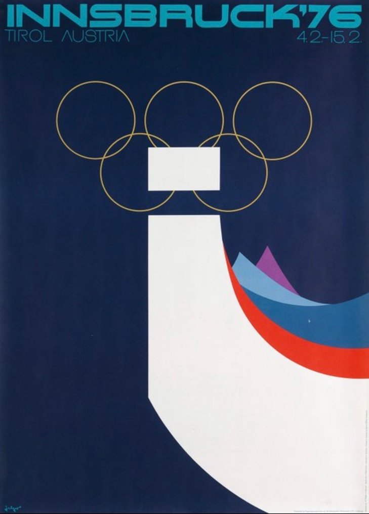 Arthur Zelger - Alpina-Offset - Innsbruck 1976 – XII Olympische Winterspiele Affiche officielle, Autriche - Δεκαετία του 1970 #1.0