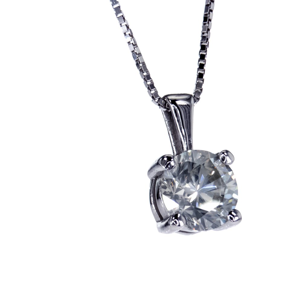 χωρίς τιμή ασφαλείας - Κολιέ - 14 καράτια Λευκός χρυσός - 0.91ct. tw. Διαμάντι (Φυσικό) #3.2