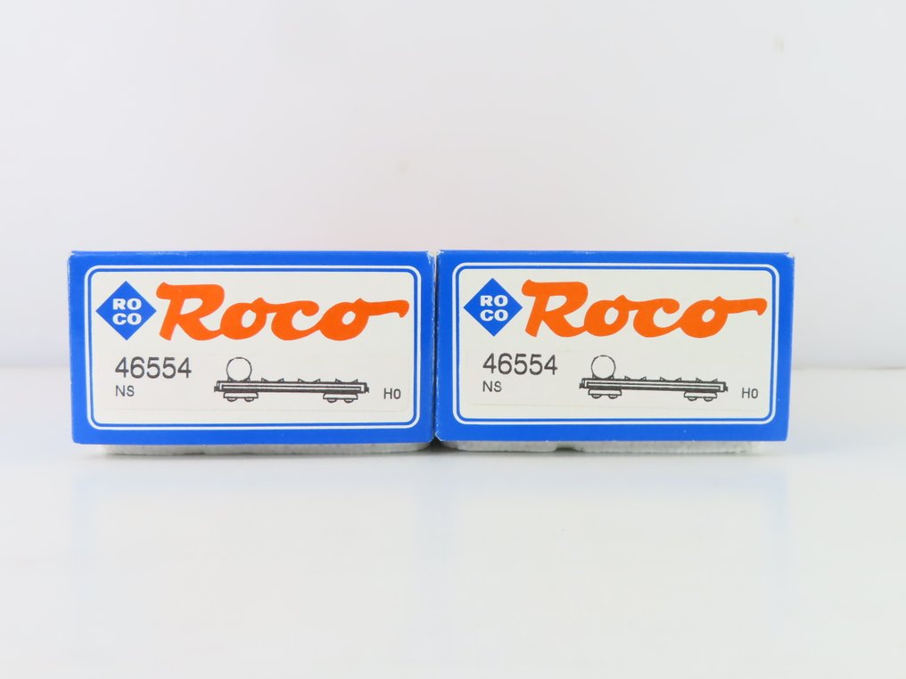 Roco H0 - 46554 - Model train freight carriage (2) - 6-axle heavy-duty transport wagons of the Sahmms type, each with four steel rollers. - NS #4.3
