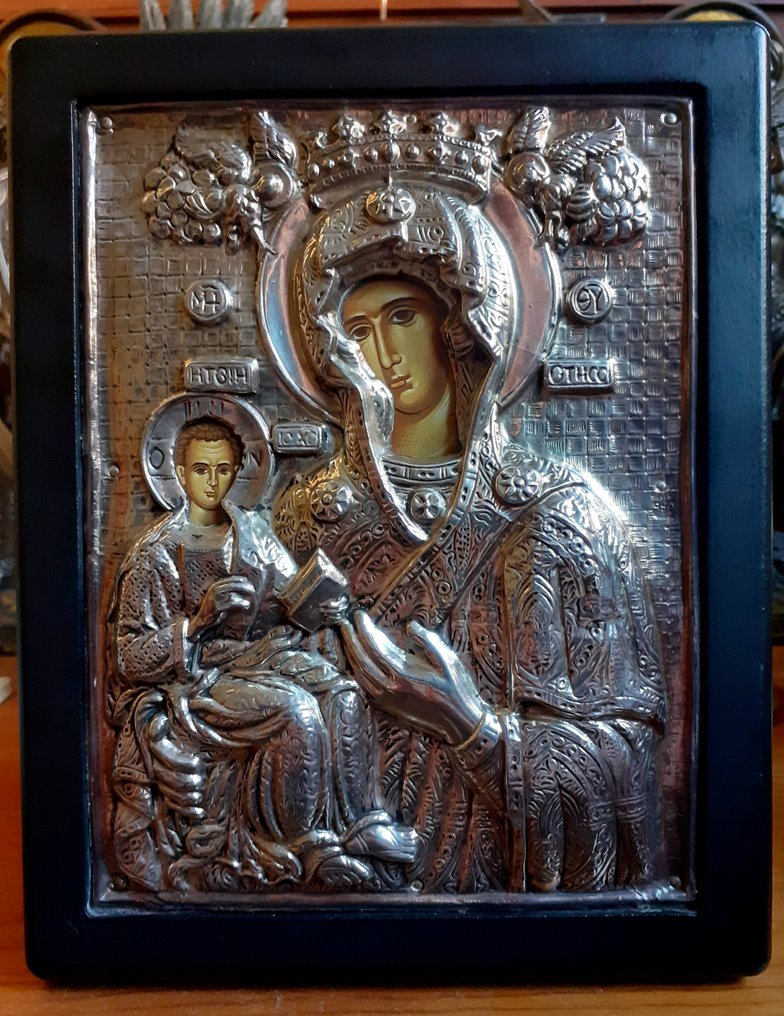 Εικόνα - Μητέρα του Θεού - Ασημί, Ξύλο #4.3