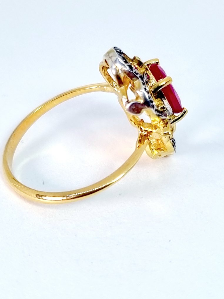 没有保留价 - 戒指 - 9 kt. 银, 黄金 红宝石 - 钻石 #3.2