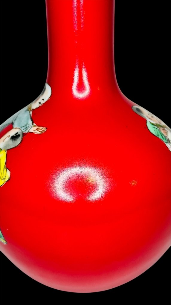 Βάζο σε σχήμα μπουκαλιού από πορσελάνη - οικογένεια ρόζ - Κίνα - 20th century #4.3