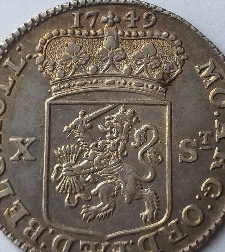 荷兰， 荷兰省 Halve Generaliteitsgulden van X Stuiver 1749 in topkwaliteit #2.1