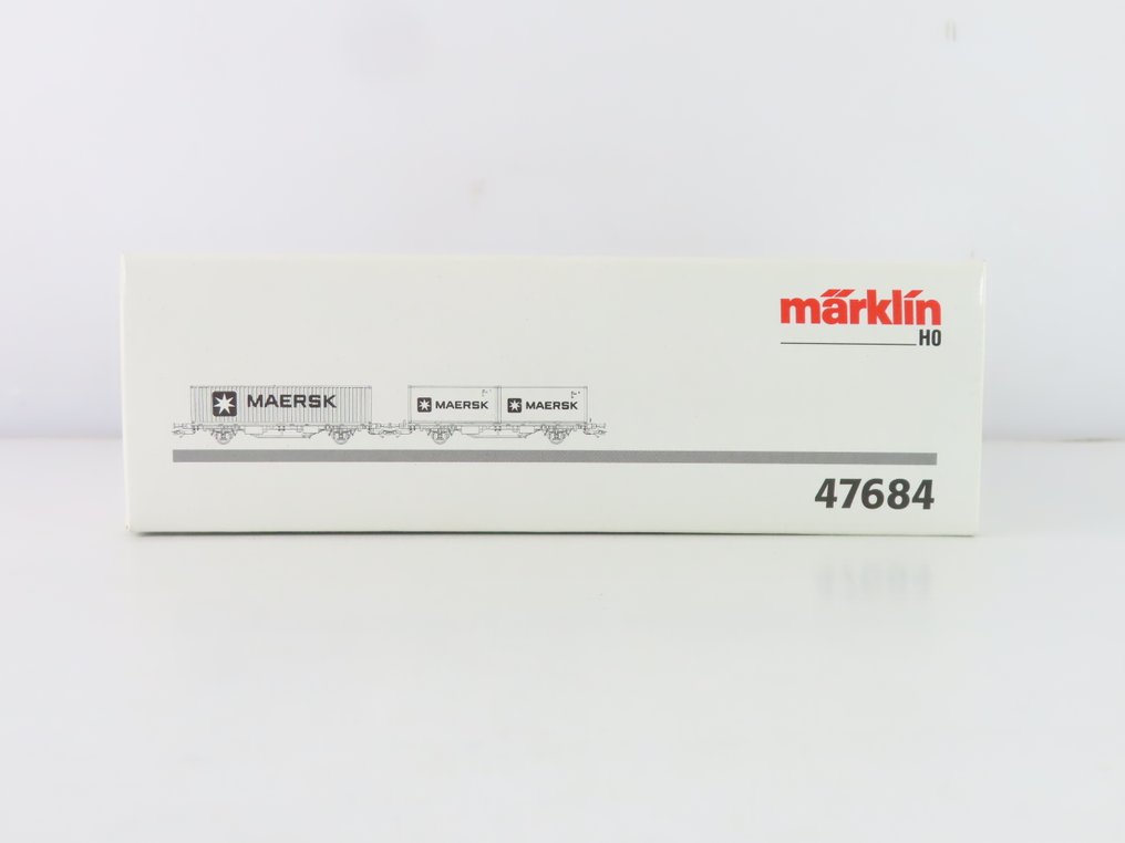 Märklin H0 - 47684 - Σετ τρένου μοντελισμού μεταφοράς εμπορευμάτων (1) - Σετ διπλών αγαθών με 2-άξονες container carriers με φορτίο και επιγραφή «Maersk» - DSB #4.3