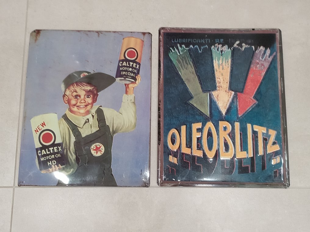 Caltex-Oleoblitz - Mainoskyltti - Metalli #1.0