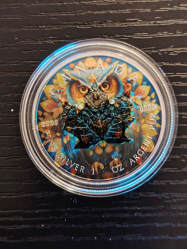 加拿大. 5 Dollars 2025  Gufo mandala rotondo colorato  (没有保留价) #1.0