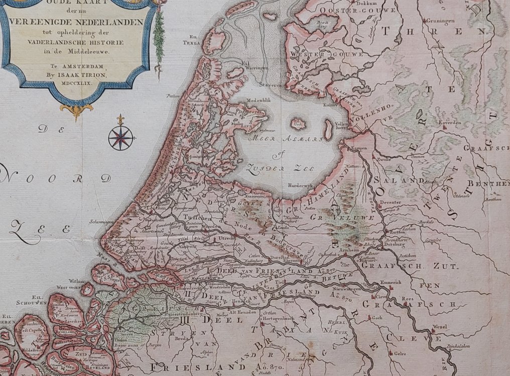 Niederlande - Mittelalter; Isaak Tirion - Oude Kaart der nu Vereenigde Nederlanden tot opheldering der Vaderlandsche Historie in de - 1749 #1.0