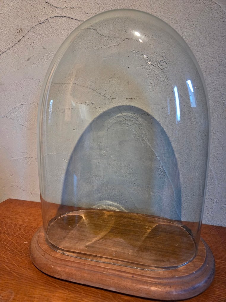 Globe - !!! - GLAZEN STOLP - 1951-1960 - Beautiful oval glass lantern in good condition, 26cm wide, 14cm deep, and 34cm high without the #2.1