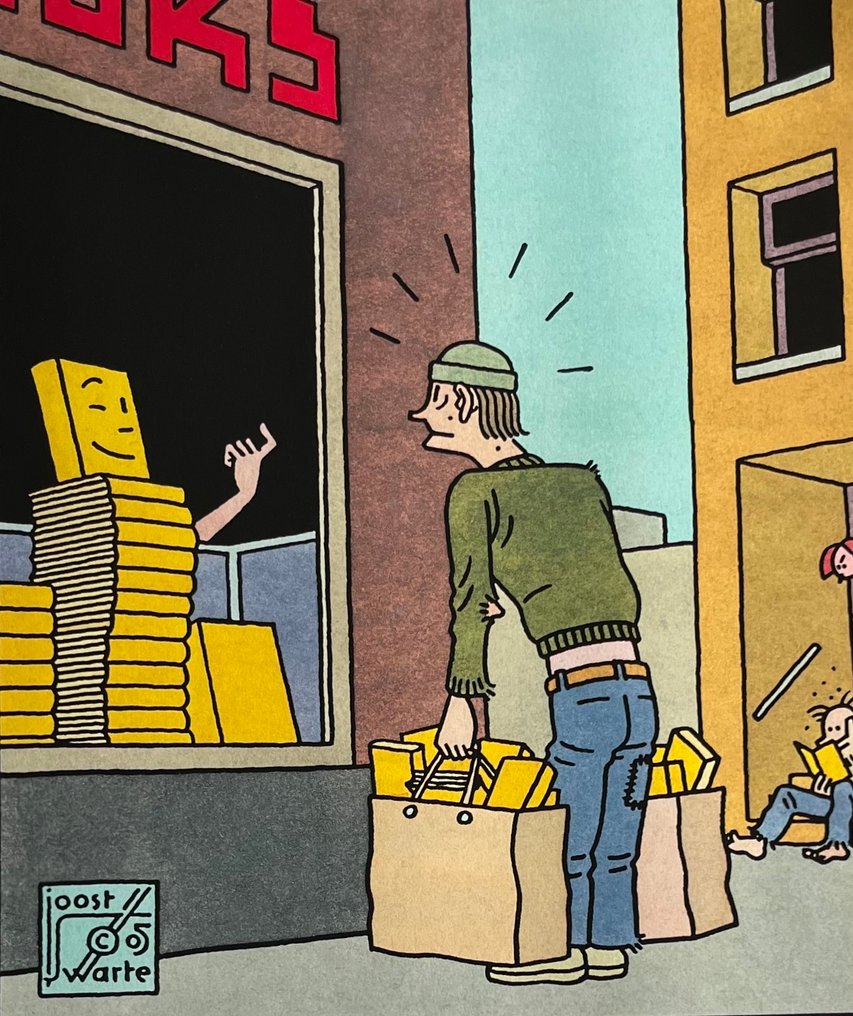 Joost Swarte - 1 Giclée - Joost Swarte strips - Lezen werkt zeer verslavend - 2005 #1.0