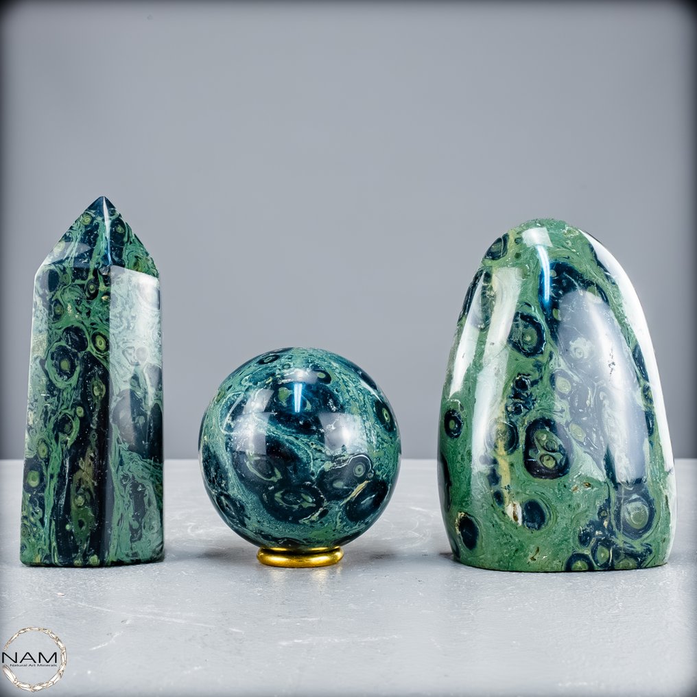 天然坎巴巴碧玉玛瑙套装 令人安心的、强大的、充满古老能量的- 1390.77 g - (3) #1.0