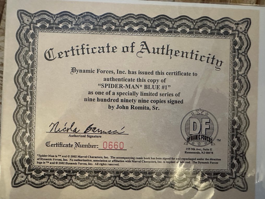 Spider-Man : Blue #1 - Signed by John Romita-NO RESERVE-Dynamic Force Exclusive - 1 Comic - Πρώτη έκδοση #4.3