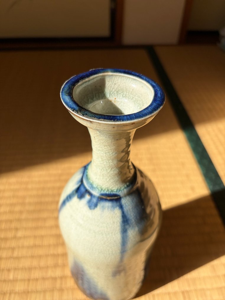 日本工作室陶瓷花瓶——高温烧制的石器，带有自然蓝色釉，20世纪 - 石器, 陶瓷 - 日本 - Shōwa period (1926-1989) #1.0