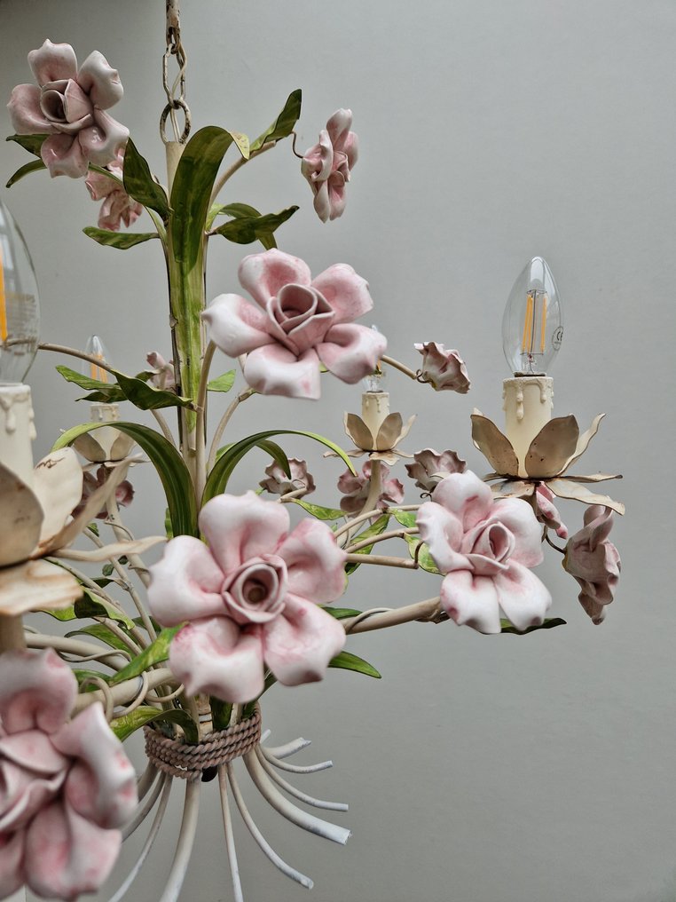 Bloemen & Bladeren Tôle Chandelier - 枝形吊燈 - 金屬, 瓷器 - 许多彩色的花 #4.3