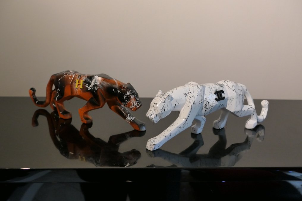 Rich'ART - Lot de 2 panthères version Chanel et Hermès - Edition limitée et numérotée #1.0