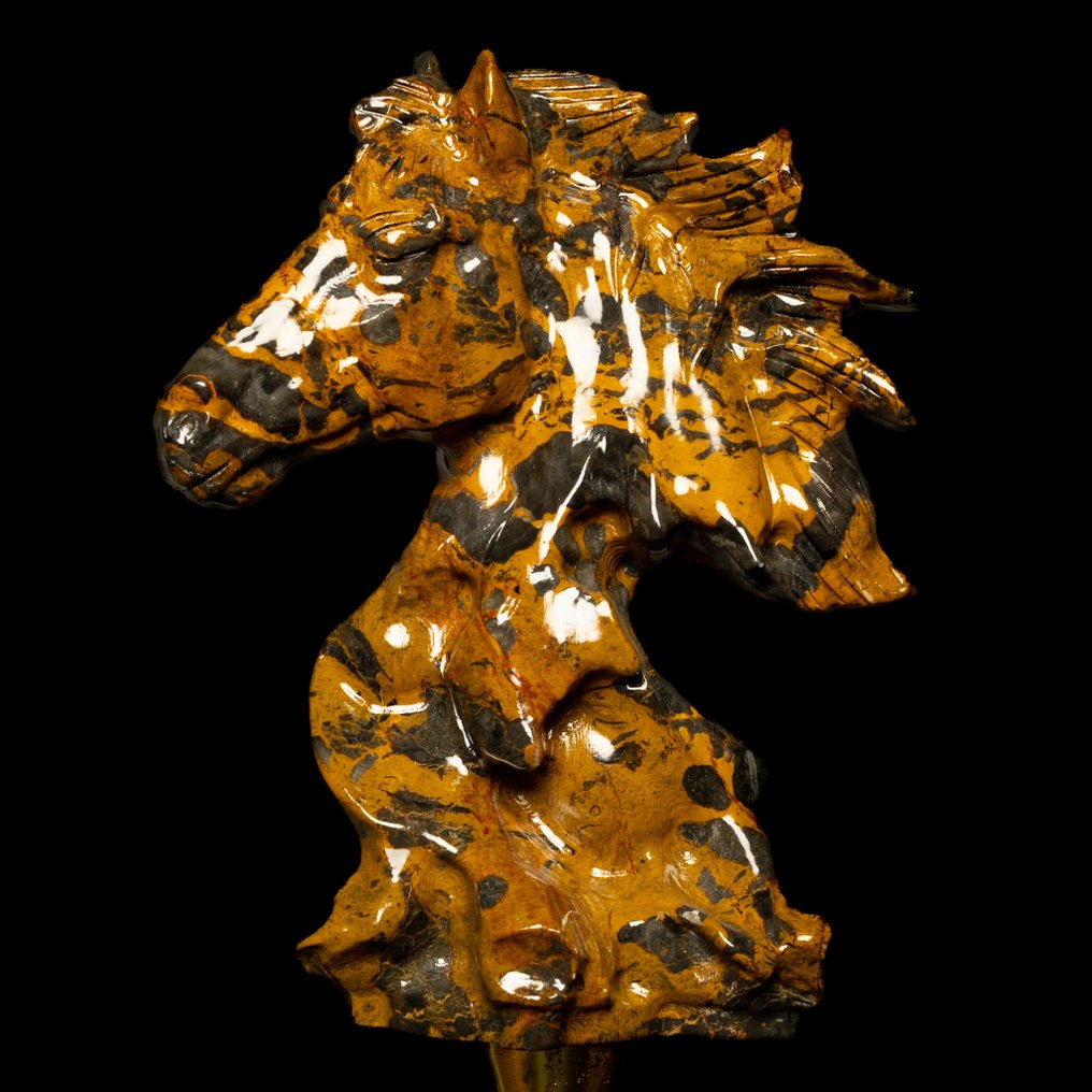 Jasper Koń z ciemnopomarańczowego jaspisu - Wysokość: 19.3 cm - Szerokość: 15.2 cm- 1380 g #1.0