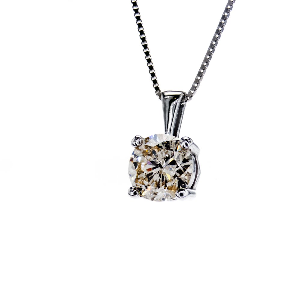 χωρίς τιμή ασφαλείας - Κολιέ - 14 καράτια Λευκός χρυσός - 1.01ct. tw. Διαμάντι (Φυσικό) #2.1